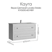 Kayra Lavabo Dolabı Çekmeceli Mat Beyaz - 2
