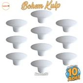 Bohem Plastik Dış Bükey Kulp 10 ADET ( BEYAZ ) Renk Mobilya Mutfak Dolap Dolabı Çekmece Kulpu Kulbu thumbnail 1