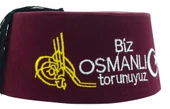 Biz Osmanlı Torunuyuz Yazılı Püsküllü Erkek Fesi 8,5cm Kısa - 4