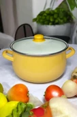 Emaye Derin Bombeli Yoğurt Tenceresi 24 Cm 5 Litre Sarı 137-C - 1