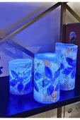 Yılbaşı Noel Temalı 3 lü Set Led Gerçek Mum Kumandalı 9 Renk Yanabilme ve Animasyonlu Büyük Boy Mum - 3