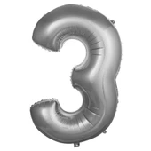 Folyo Balon 76cm Rakam Gümüş "3" thumbnail 2
