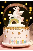 Little Star Unicorn Kar Küresi Işıklı Müzikli Hediye Unicorn Gökkuşağı Orta Boy Işıklı Müzikli 12 Cm - 4