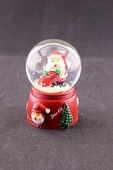 Noel Baba Yılbaşı Kar Küresi Dekoratif Yeni Yıl Noel Baba Temalı Mini Boy Işıklı Kar Küresi 6,5 cm - 1
