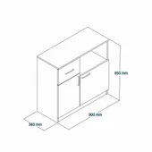 Tanmob MTD0302 İnci 90 cm Kapaklı Çekmeceli Alt Mutfak Dolabı Çam - 4