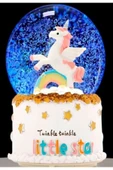 Little Star Unicorn Kar Küresi Işıklı Müzikli Hediye Unicorn Gökkuşağı Orta Boy Işıklı Müzikli 12 Cm - 2