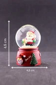 Noel Baba Yılbaşı Kar Küresi Dekoratif Yeni Yıl Noel Baba Temalı Mini Boy Işıklı Kar Küresi 6,5 cm - 3