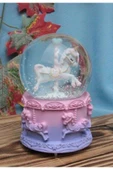 Mor Unicorn Tasarımlı Kar Küresi Işıklı Müzikli Sevgiliye Yeni Yıl Yılbaşı Hediyesi Orta Boy 12 cm - 6