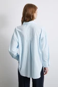 Pamuklu Oversize Gömlek Mavi thumbnail 6