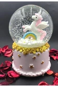 Little Star Unicorn Kar Küresi Işıklı Müzikli Hediye Unicorn Gökkuşağı Orta Boy Işıklı Müzikli 12 Cm - 3
