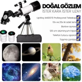 UpWay M40070 Tripotlu Telefon Tutuculu Çantalı Çift Lensli Zenith-Barlow Aynalı Profesyonel  HD Teleskop - 6