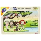 Ahşap Eğitici Puzzle İZCİLER KAMPTA Onyıl Oyuncak - 2