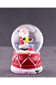 Dekoratif Noel Baba Ve Hediye Paketleri Temalı Mini Boy Işıklı Yılbaşı Kar Küresi 6.5 Cm F - 1