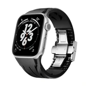 Watch 44mm Uyumlu Akıllı Saat Kordonu-127 Metal Tokalı Silikon Kordon - 1