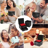 9 Adet Gül Çekmeceli Kutu Dönen Zirkon Kaplama Kolye Sevgiliye Eşe Doğum Günü Hediyesi Kolye ve Gül - 10