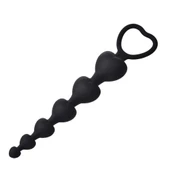 Backpart Kalp Şeklinde Boncuklu Silikon Pürüzsüz Yüzey 5 Boğumlu Anal Tıkaç (Plug) - Siyah - 3