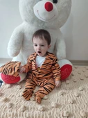 3-6-9-12 Ay Pooh Desenli Zebra Çizgili Şapkalı Sweatli 3lü Kız Erkek Bebek Tulumu(sarı) Sarı - 6