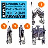 Upway Dört Tekerli  Katlanabilir Piknik Kamp Plaj Pazar Yük Taşıma Arabası Bahçe Romörkü - 3
