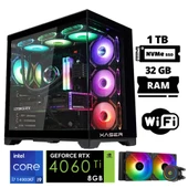 Xaser Lexus x25 i9 14900KF 32GB DDR5 Ram 1TB M.2 NVMe SSD 8GB RTX4060 Ti Masaüstü Oyuncu Bilgisayarı thumbnail 1