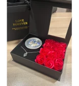 Sevgililer Günü Hediyesi Güllü İstiridye İnci Kolye Seti Özel Hediye Paketi İnci Kolyeli Gül Kutusu - 6