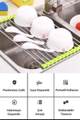 Evye Üstü Katlanır Nihale Paslanmaz Çelik Pratik Sebze Meyve Bulaşık Kurutma Süzgeci thumbnail 2