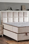 Star Başlık 180 cm Çift Kişilik Krem Keten Kumaşlı Modern Lüks Yatak Başlığı / Baza Başlığı - 3