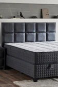 Star Başlık 180 cm Çift Kişilik Antrasit Keten Kumaşlı Modern Lüks Yatak Başlığı / Baza Başlığı - 3