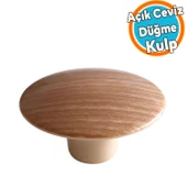 Dış Bükey Kulp Açık Ceviz Renk Mobilya Mutfak Dolap Dolabı Çekmece Kulpu Kulbu Plastik thumbnail 1
