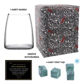 Perlotus Bournot Viski Bardağı ve 4’lü Yeşil Granit Viski Taşı Hediye - 3