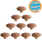 Dış Bükey Kulp Açık Ceviz Renk Mobilya Mutfak Dolap Dolabı Çekmece Kulpu Kulbu Plastik 10 Adet thumbnail 1