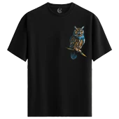 Wise Owl %100 Pamuklu Kadın Siyah Tişört - Premium Quality thumbnail 1