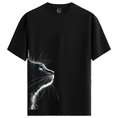 Neon Cat %100 Pamuklu Erkek Siyah Tişört - Premium Quality thumbnail 1
