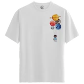 Planet Balloons - %100 Pamuklu Kadın Beyaz Tişört - Premium Quality thumbnail 1