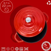 Lava Döküm Yuvarlak Tencere Döküm Demir Kapak New Heritage Serisi 22 CM Kırmızı - 4