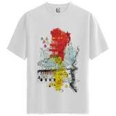 Istanbul Sketch - %100 Pamuklu Erkek Beyaz Tişört - Premium Quality thumbnail 1