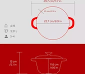 Lava Döküm Yuvarlak Tencere Döküm Demir Kapak New Heritage Serisi 22 CM Kırmızı - 5