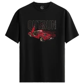 Outrun Car - %100 Pamuklu Erkek Siyah Tişört - Premium Quality thumbnail 1