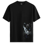 Panther Glow %100 Pamuklu Kadın Siyah Tişört - Premium Quality thumbnail 1