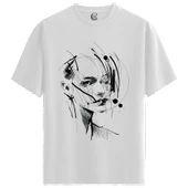 Abstract Woman - %100 Pamuklu Kadın Beyaz Tişört - Premium Quality thumbnail 1