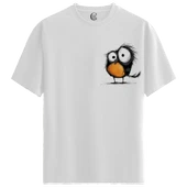 Quirky Owl - %100 Pamuklu Kadın Beyaz Tişört - Premium Quality - 1