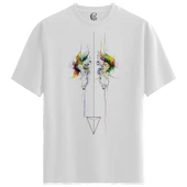 Mirror Bloom - %100 Pamuklu Erkek Beyaz Tişört - Premium Quality thumbnail 1