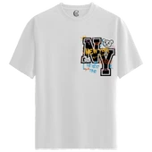 NY Graffiti - %100 Pamuklu Kadın Beyaz Tişört - Premium Quality thumbnail 1