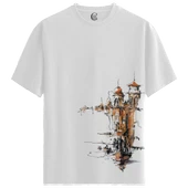 Venice Night - %100 Pamuklu Kadın Beyaz Tişört - Premium Quality thumbnail 1