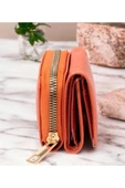 Kadın Fermuarlı çıtçıtlı Bozuk Para Bölmeli Turuncu Cüzdan Kartlık Aksesuar,yılbaşı Hediyesi thumbnail 4