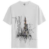 Gothic Ruins - %100 Pamuklu Erkek Beyaz Tişört - Premium Quality thumbnail 1