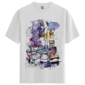 Abstract Harbor - %100 Pamuklu Kadın Beyaz Tişört - Premium Quality thumbnail 1