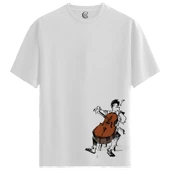 Cello Player - %100 Pamuklu Kadın Beyaz Tişört - Premium Quality thumbnail 1