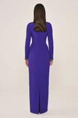 Alfa Beta Göğüs ve Kolu işlemeli Dar Kesim Krep Uzun Abiye Elbise thumbnail 12