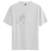 Moonlit Village - %100 Pamuklu Kadın Beyaz Tişört - Premium Quality thumbnail 1