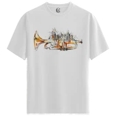 Trumpet City - %100 Pamuklu Kadın Beyaz Tişört - Premium Quality - 1